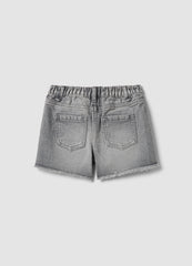 OVS Girls' Grey Cotton Denim Shorts, Regular Fit
