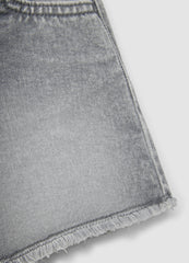 OVS Girls' Grey Cotton Denim Shorts, Regular Fit