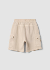 OVS Beige Pure Cotton Cargo Shorts For Boys, Comfort Fit
