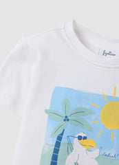 OVS White Pure Cotton T-Shirt For Baby Boy With Print