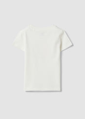 OVS White Girls’ T-Shirt In Pure Organic Cotton With Print And Glitter