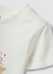OVS White Girls’ T-Shirt In Pure Organic Cotton With Print And Glitter