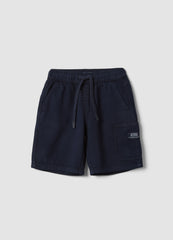 OVS Boys' Blue Pure Cotton Cargo Shorts With Drawstring, Regular Fit