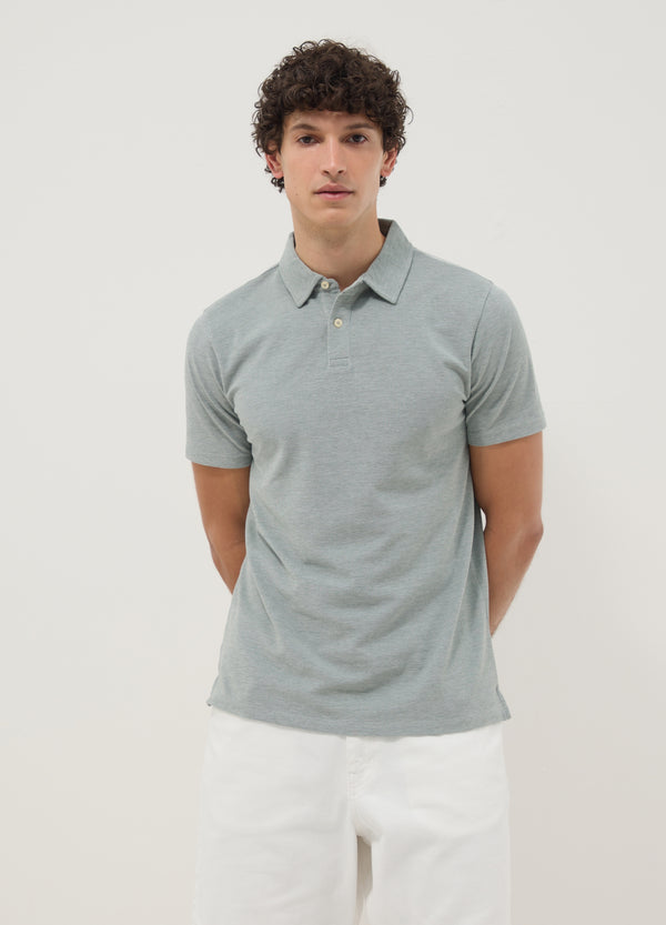 OVS Grey Short-Sleeved Polo Shirt In Pure Cotton