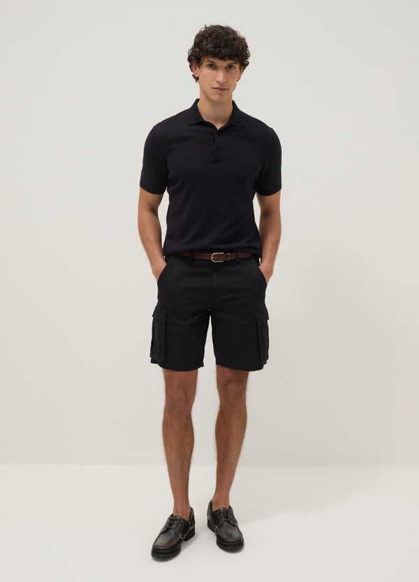 OVS Black Pure Cotton Cargo Shorts, Regular Fit