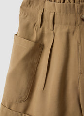 OVS Beige Modal-Blend Shorts With Elasticated Paper-Bag Waist