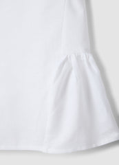 OVS White Linen-Blend Cotton Top With Ruffle Hem For Girls, Regular Fit
