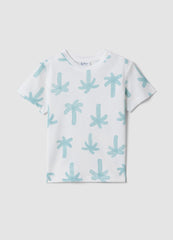 OVS White Pure Organic Cotton Baby T-Shirt With Palm Print