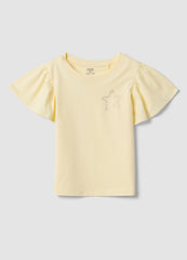OVS Girls Yellow Pure Cotton Regular-Fit T-Shirt With Star