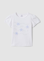 OVS White Short-Sleeved Stretch-Cotton T-Shirt