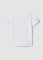 OVS White Short-Sleeved Stretch-Cotton T-Shirt