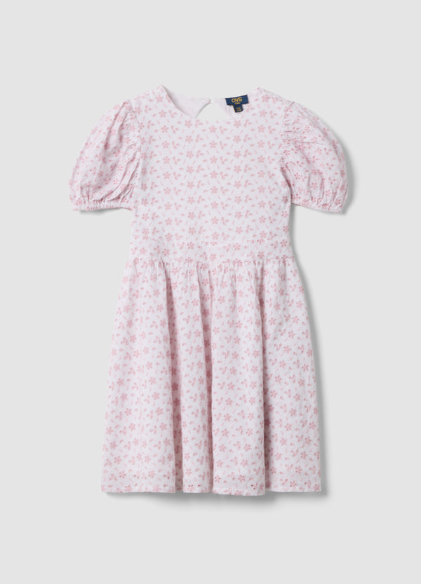 OVS Pink Pure Cotton Dress With Broderie Anglaise Embroidery