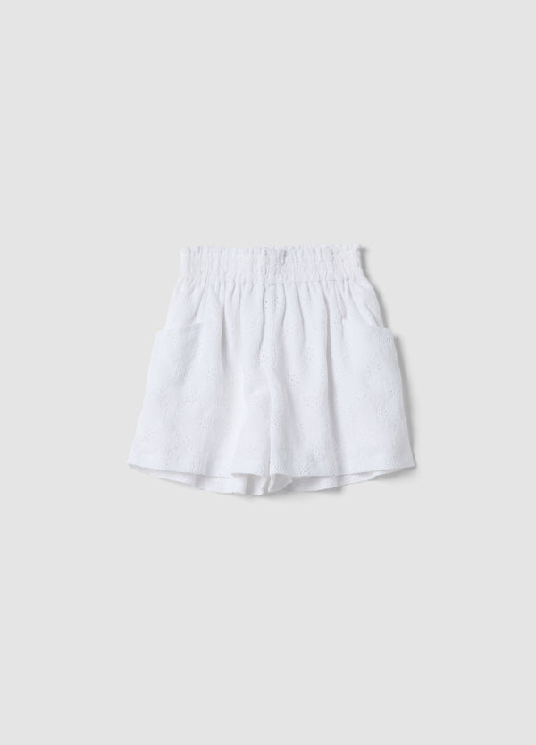 OVS Girls White Stretch Shorts With Elasticated Waist, Regular Fit