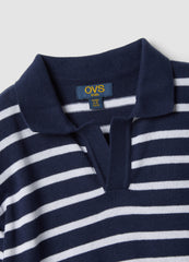 OVS Blue Striped Pure Cotton Polo Shirt
