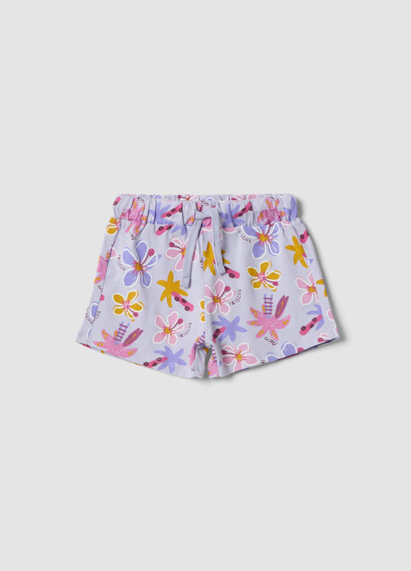 OVS Multicolour Pure Organic Cotton Floral Shorts For Girls