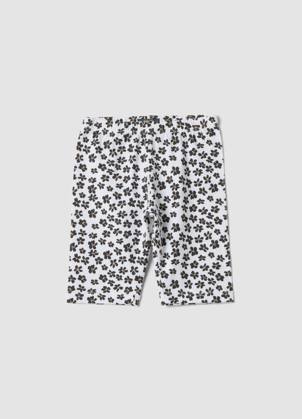 OVS White Organic Cotton Shorts With Floral Print