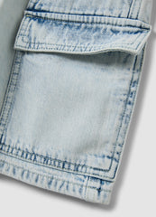 OVS Light Blue Denim Cargo Shorts In A Cotton-Viscose Blend