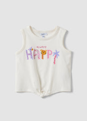 OVS White Organic Cotton Tank Top With Front Tie Detail