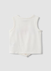 OVS White Organic Cotton Tank Top With Front Tie Detail