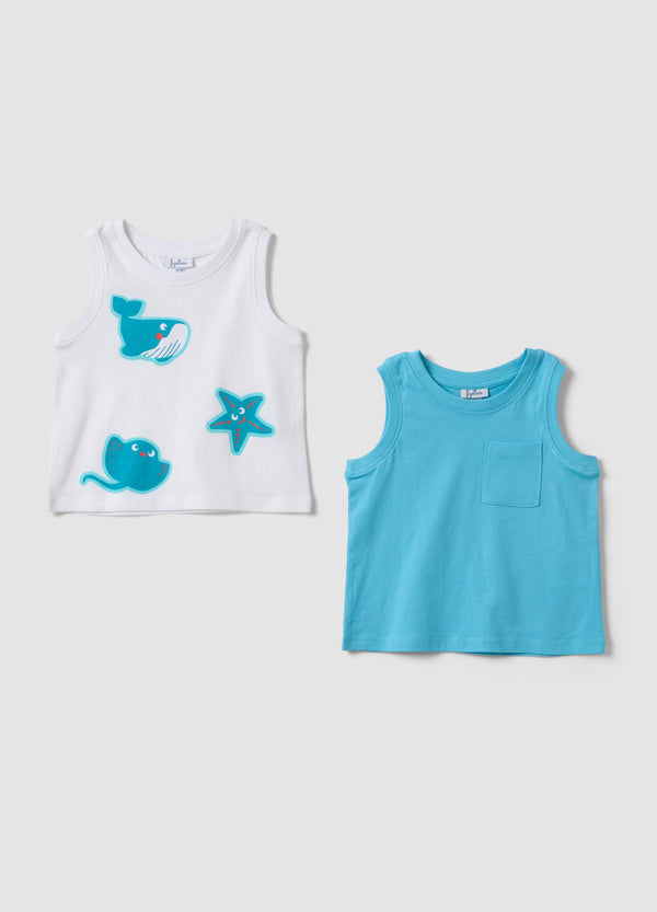 OVS 2-Pack Of Light Blue Pure Cotton Tank Tops