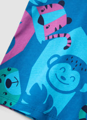 OVS Blue Organic Cotton Tank Top With Tropical Print