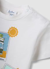 OVS White Short-Sleeve Pure Cotton T-Shirt