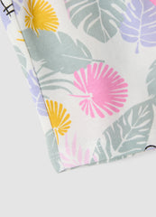 OVS White Pure Organic Cotton Shorts With Tropical Print For Baby Girls, Regular Fit