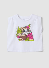 OVS White Pure Cotton Vest Top With Print