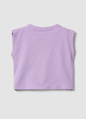 OVS Purple Pure Cotton Tank Top With Tropical Print