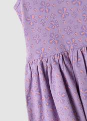 OVS Purple Pure Cotton Dress With Floral Print
