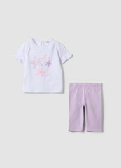 OVS White And Pink Pure Cotton Set With T-Shirt And Leggings