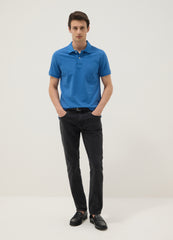OVS Navy Blue Organic Cotton Regular-Fit Short-Sleeve Polo