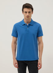 OVS Navy Blue Organic Cotton Regular-Fit Short-Sleeve Polo