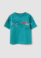 OVS Blue Pure Cotton Short-Sleeve T-Shirt For Baby Boy, Oversized Fit