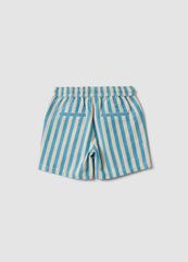 OVS Blue Striped Pure Cotton Straight-Fit Shorts For Baby Boys