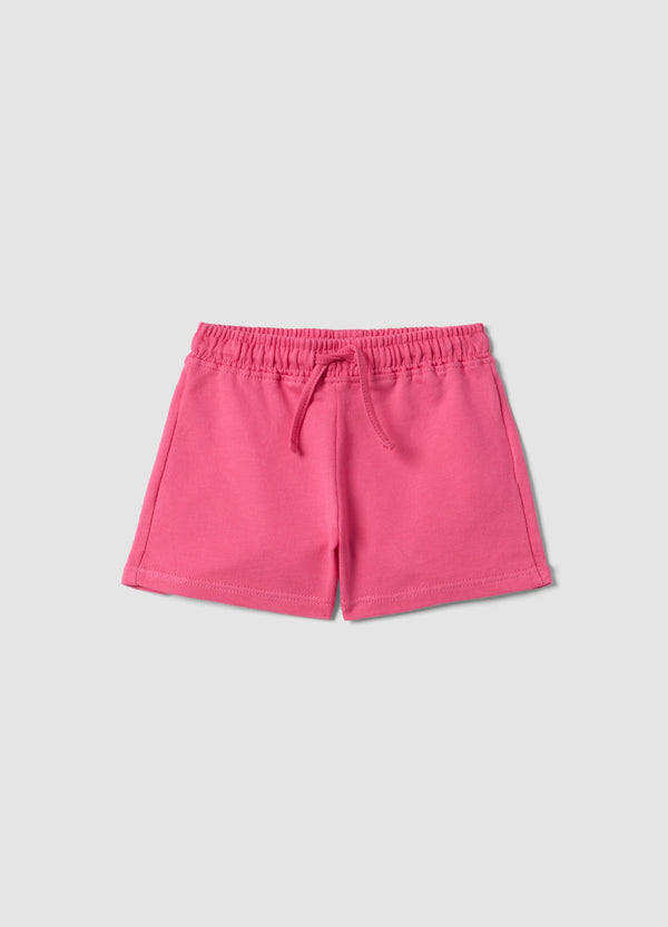 OVS Girls Pink Pure Cotton Shorts, Regular Fit