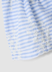 OVS Multicoloured Striped Pure Cotton Dress With Ruffles For Baby Girls, Wide Fit