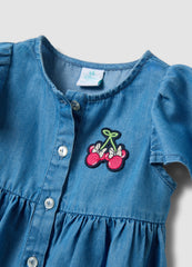 OVS Light Blue Denim Dress In A Cotton And Lyocell Blend
