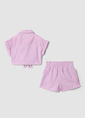 OVS Pink Pure Cotton Set With Short-Sleeved Shirt And Shorts