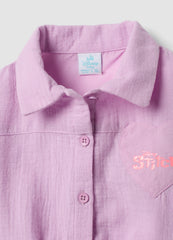 OVS Pink Pure Cotton Set With Short-Sleeved Shirt And Shorts