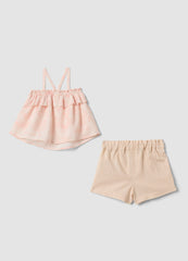 OVS Pink Pure Cotton Set With Top And Shorts