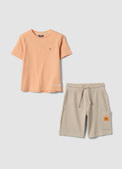 OVS Orange And Beige Cotton-Blend Set With T-Shirt And Shorts