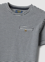 OVS Blue Cotton-Blend Set With Striped T-Shirt And Shorts