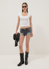 OVS White Short-Sleeve Stretch Cotton T-Shirt