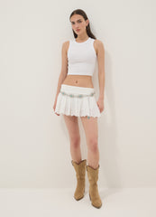 OVS White Cropped Stretch-Cotton Tank Top