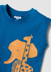 OVS Blue Organic Cotton Vest Top With Print