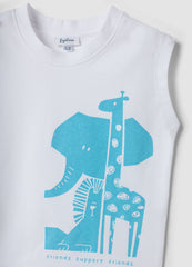 OVS White Organic Cotton Printed Tank Top