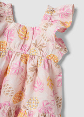 OVS Pink Pure Cotton Dress With Tropical Print
