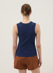 OVS Blue Fitted Ribbed Stretch-Cotton Tank Top