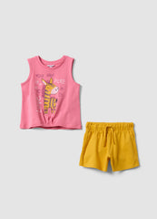 OVS Pink Pure Cotton Set With Top And Shorts